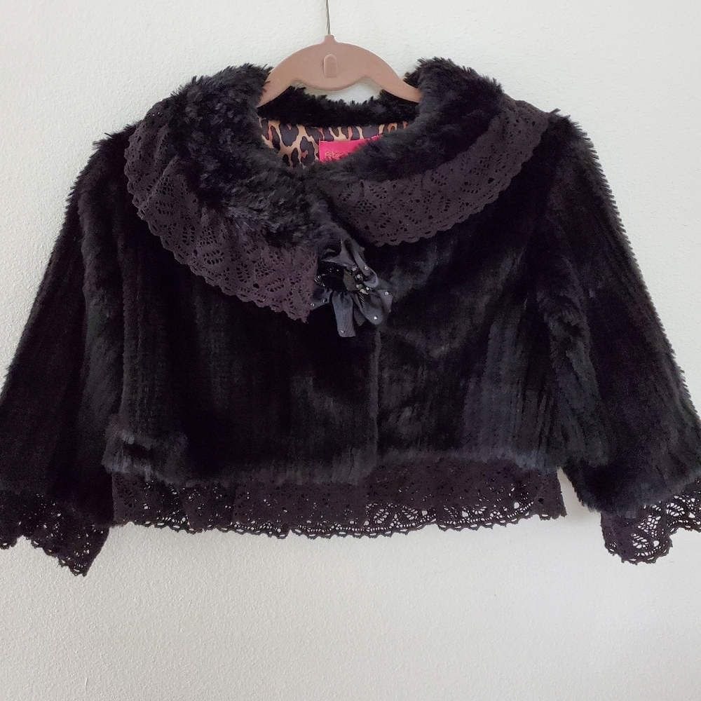 Betsey Johnson faux fur bolero jacket